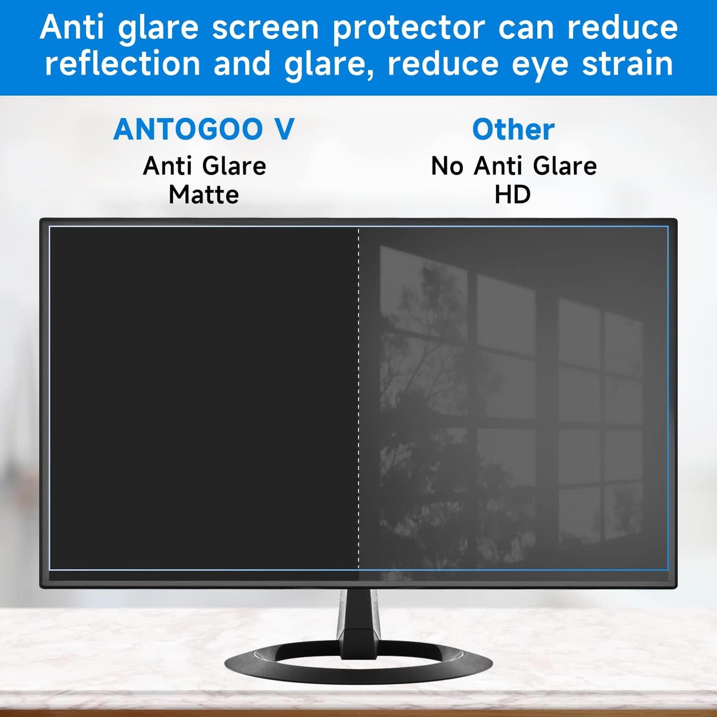 24 Inch Anti Blue Light Screen Protector for Standard or Curved, Eye Protection Anti Glare Screen Protector for 24'' Sceptre/LG/Dell/HP/Acer/ViewSonic/ASUS/Aoc/Samsung Monitor with 16:9 Aspect Ratio