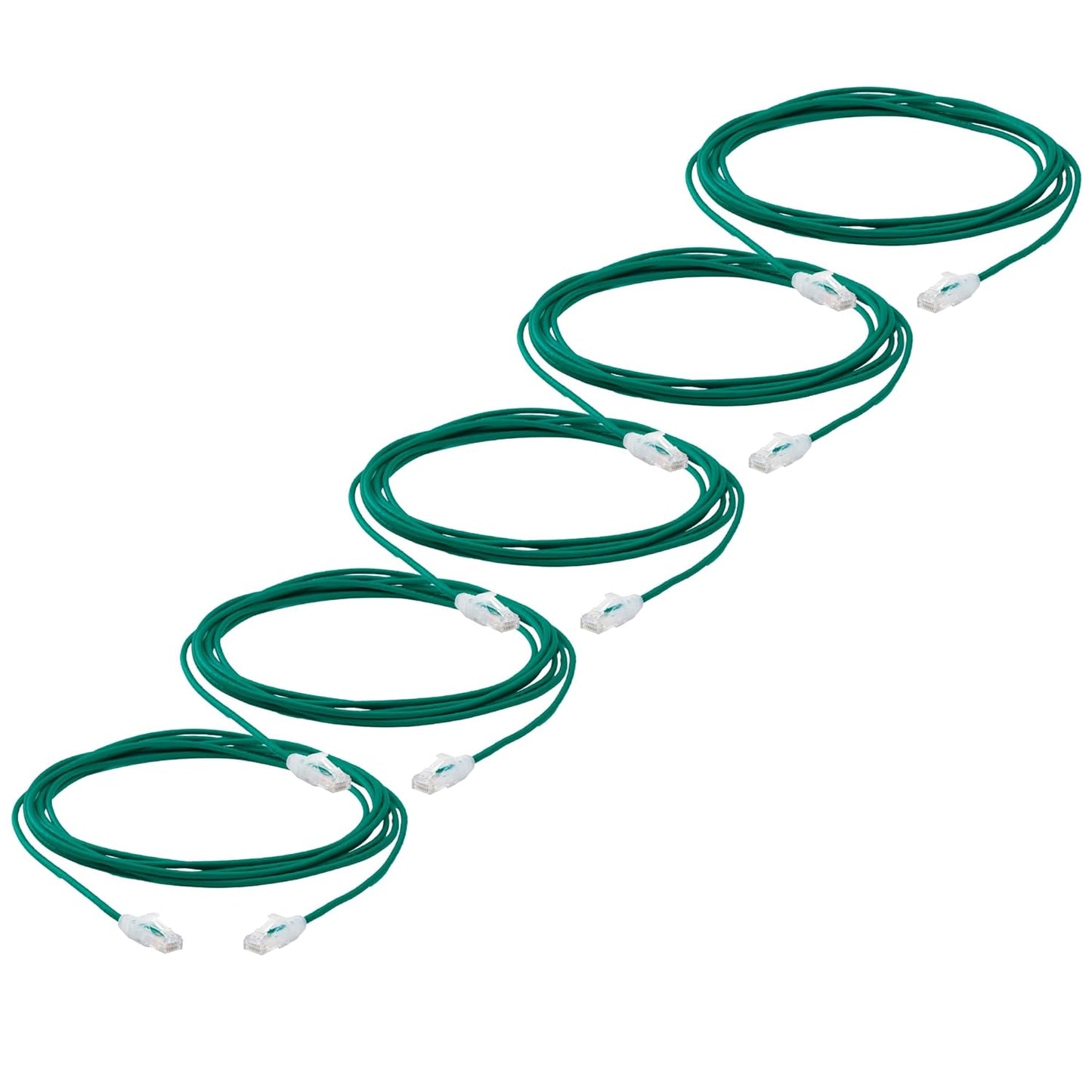TRUECABLE Cat6 Component Rated Patch Cable, Unshielded (U/UTP), 14ft, Green, 28AWG Solid Copper, Snagless 10G High-Speed Ethernet Cable, PoE++ 4PPoE 100W, UL Listed, RoHS-3, 5 Pack