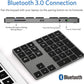 Bluetooth Number Pad, Aluminum Rechargeable Numeric Keypad Wireless 34-Keys Number Keyboard Shortcut Keypad Numpad Data Entry Compatible for iMac Windows
