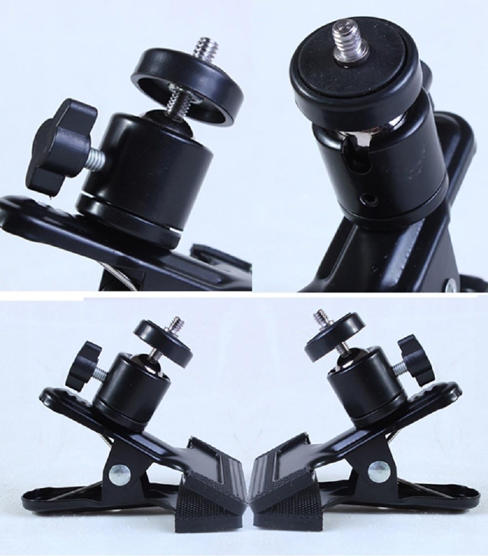 SLOW DOLPHIN Tripod Camera Clip Clamp Flash Reflector Holder Mount with 1/4 Inch Screw 360 Degree Swivel for Studio Backdrop Camera SLR, Digital SLR, Video Came（Black）