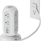 Surge Protector Power Strip Tower, TESSAN 5 FT Retractable Extension Cord with Multiple Outlets, 11 Outlets with 3 USB (1 USB C) Charging Station, 1050J, Office Desk Supplies, Dorm Essentials