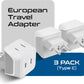 Ceptics European Travel Plug Adapter Europe Power Adaptor Charger Dual Input - Ultra Compact - Light Weight - USA to any Type C Countries such as Italy, Iceland, Austria and More (CT-9C), white