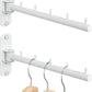 Swing Clothes Hanger Rack,2-Pack Garment Racks Wall Mounted Clothes Bar-Hanger Holder Hooks Heavy Duty Folding Drying Rack Space Saving Clothing Hanging System Closet Storage Organizer,White