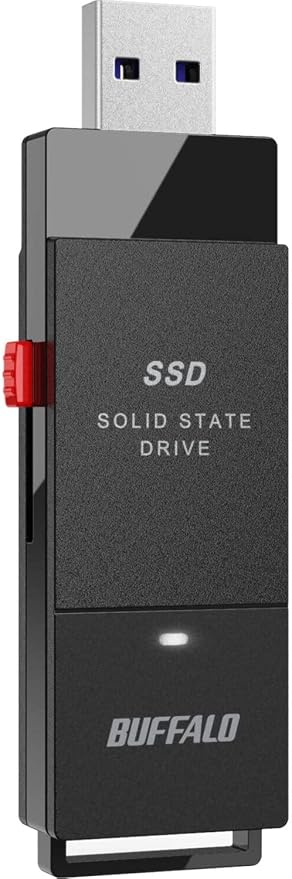 BUFFALO External SSD 500GB - Up to 600MB/s - USB-C - USB-A - USB 3.2 Gen 2 (Compatible with PS4 / PS5 / Windows/Mac) - External Solid State Drive Stick - ‎‎‎SSD-PUT500U3B