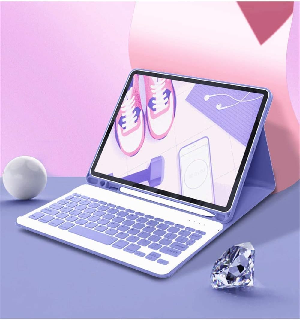 AnMengXinLing Keyboard Case for iPad Air 13 Inch (M3 2025/M2 2024)/Pro 12.9 6th/5th/4th Generation with Mouse Pencil Holder, Magnetically Detachable Keyboard Mouse, Purple