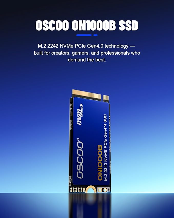 1TB M.2 2242 Gen4x4 NVMe PCIe SSD, Up to 5400MB/s Read, 3D NAND, Compact SSD for Ultrabooks, Laptops, Intel NUC, Lenovo ThinkPad, Dell Latitude, HP EliteBook, Mini PCs, Embedded Systems
