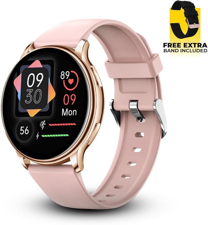 Alphagear JULIET Smartwatch for iPhone & Android, Style Smart Watch (Answer/Make Call), Wellness Tracker with 1.32" AMOLED Screen, uo to 10 days battery (2xScreen Protector and 1x extra band included)