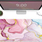 Galdas Gaming Mouse Pad Cool Flash Pattern XXL XL Large Mouse Pad Long Extended Mousepad Desk Pad Non-Slip Rubber Mice Pads Stitched Edges Thin Pad (31.5x11.8x0.12 Inch) (Pink Marble Pattern)