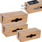 3PCS Wooden Cable Management Box Kit Wooden Cable Hider Storage Box Cord Organizer to Hide Cords & Wires for Desk Organization Protector Box for Home Office Kitchen Desk TV Computer Wires (S + M + L)