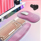 Hokafenle 2in1 Combination, Wave Keyboard Wrist Rest and Ergonomic Curvature Mouse Pad Wrist Support for Relieve Wrist Pain, Filled with Soft Cushion Memory Foam, Romantic Pink