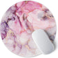 ITNRSIIET Round Mouse Pad with Stitched Edge Premium-Textured Waterproof Non-Slip Rubber Base Desktop Protection Mat Diameter 8.7 inches, Pink Abstract Marble