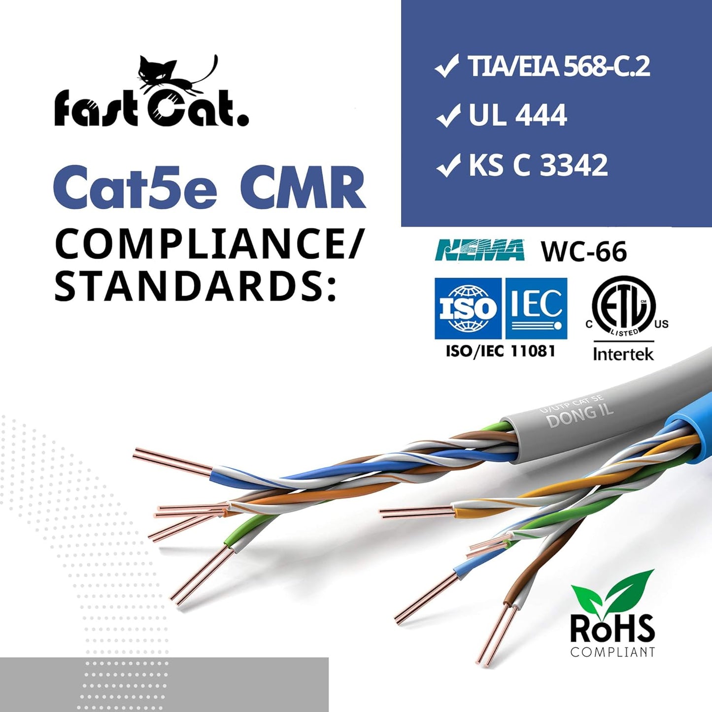 fast Cat. Cat5e Ethernet Cable 1000ft - 24 AWG, CMR, Insulated Bare Copper Wire Cat 5 ethernet Cable with FastReel - 350MHZ / Gigabit Speed UTP Cable Cat5e - CMR (Red)