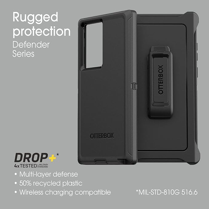 OtterBox Galaxy S22 Ultra Defender Series Case - Happy Purple, Rugged & Durable, with Port Protection, Includes Holster Clip Kickstand