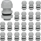 20 Pcs 3/8" NPT Nylon Cable Glands, IP68 Waterproof Adjustable Cord Grip Cable Connector Strain Relief Wire Protectors for 5-9mm Cable Diameter, Grey