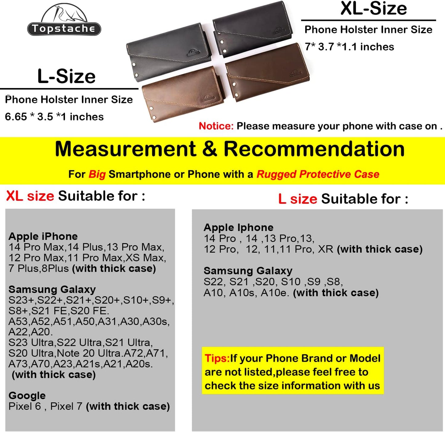 Topstache Leather Phone Holster with Belt Loop, Magnetic Closure Cell Phone Pouch Card Holder Wallet, Handmade Holder for iPhone 13 Pro Max, S22 Ultra, Dark Brown