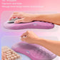 Hokafenle 2in1 Combination, Wave Keyboard Wrist Rest and Ergonomic Curvature Mouse Pad Wrist Support for Relieve Wrist Pain, Filled with Soft Cushion Memory Foam, Romantic Pink