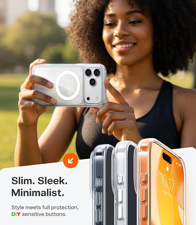 TORRAS Stronger Magnetic for iPhone 17 Pro Case Clear, [Covered Camera Control] [Anti-Yellowing] Compatible with MagSafe, Military-Grade Drop Protection, Slim Phone Case for iPhone 17 Pro
