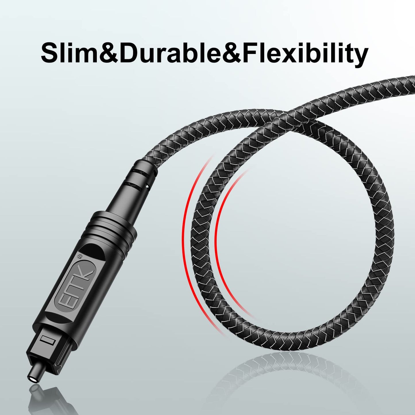 EMK Digital Optical Audio Cable [22 Feet/7M] - Slim Nylon Braided Toslink Fiber Optic Cable for Sound Bar, TV, Home Theater, PS4, Xbox, Blu-Ray Player & More - High-Speed SPDIF (Black1)
