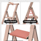 Taranta 3 Step Ladder, Lightweight Aluminum Step Stool with Convenient Handgrip, Folding Ladder with Anti-Slip Pedals, 330lbs Capacity Stepladder for Home, Office, Kitchen - Peach Pink