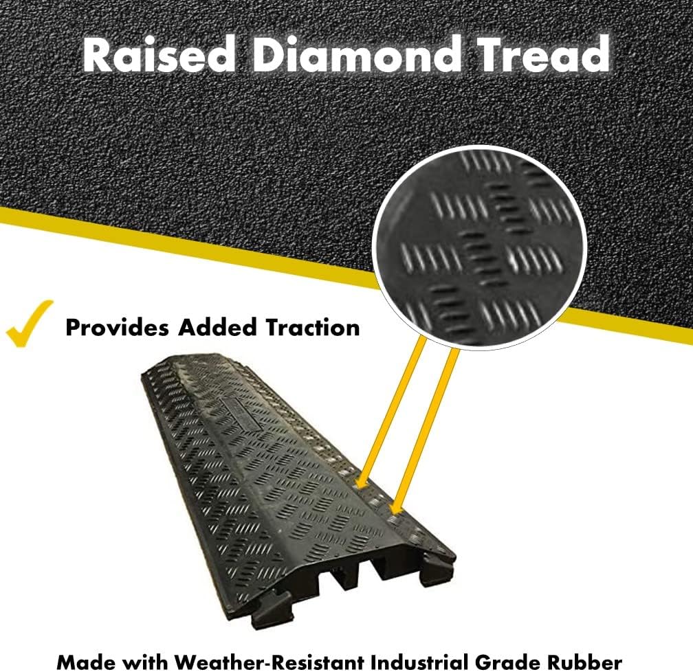 Kable Kontrol Drop Over Floor Cord Cover – 40” Inch Long 3 Channel Cable or Wire Protector – 5 Pcs Bulk Pack - Rubber Ramp for Indoor and Outdoor Use – Black