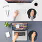 ITNRSIIET Ergonomic Mouse Pad with Wider Memory Foam Wrist Rest +17%, Curved Cushion Reduces Pressure 20%, Pain Relief, Non-Slip, Smooth, Cute Color Desk Accessory, 9.85 x 9 inch, Black Gray Gradient