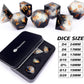 Haxtec Sharp Edge Dice Set DND Dice Black and White Resin Dice Iridecent Mylar Galaxy D&D Dice for RPG Role Playing Compatible with Dungeons and Dragons Gift