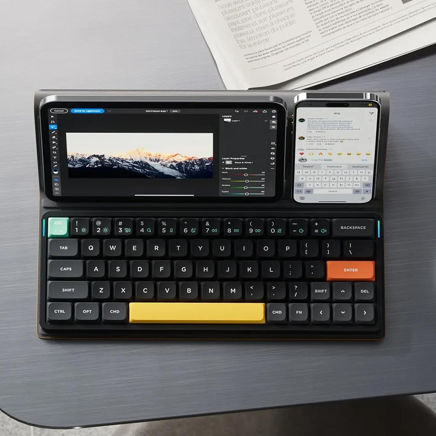 nuphy Air60 V2 Portable Wireless Keyboard 60% Low Profile Mechanical Keyboard Support QMK/VIA Compatible with Windows/mac OS/Linux Supports Bluetooth 5.1/2.4GHz/Wired (USB-C) Gateron Wisteria Switch