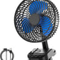 ATEngeus 4 in1 USB Fan, 8” Clip Fan, 10000mAh Rechargeable Table Fan, 5 Speeds Battery Operated Fan, 45°/90° Automatic Rotation, 3 Time Setting, with Clip & Hook for Homes, Offices, Bedroom