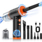 Compressed Air Duster, 100000RPM Handheld Car Vacuum/Air Blower& Pump, 3 Gear Adjustable Electric Air Duster/Car Vacuum Cleaner, Keyboard Duster with LED Light-10 Kits Air Blower for Computer(Orange)