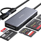 SD Card Reader, Aluminum 5in1 USB USB-C to SD Micro SD MS CF XD Card Reader Adapter Compatible with iPhone 15/16/Pro/Max, MacBook Pro/Air 2023, iPad Pro, iMac, S23, XPS 17, Surface Book 3 and More