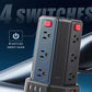 Power Strip Surge Protector, 10 Ft Extension Cord with 12 AC Multiple Outlets 4 USB (1 USB C), SMALLRT Power Tower Desktop Charging Station (Black, 10 FT)