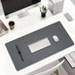 KINGFOM Desk Pad Office Desktop Protecter, PU Leather Desk Mat Blotters Organizer with Comfortable Writing Surface (47.2" x 23.6", White+Gray)