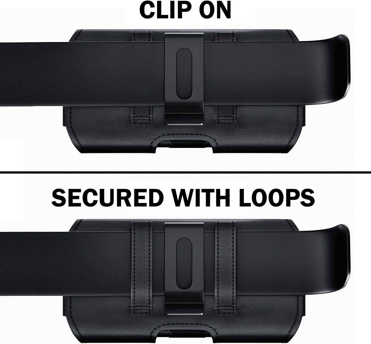 DeBin Case for Large iPhone Plus, Pro Max Cell Phones, Samsung Galaxy S24+ Plus 5G to S10+ Plus Smartphones – Cellphone Belt Holder Clip Holster Carry Pouch Man Women (Fits Phone with Case on) Black