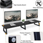 TEAMIX Black 42 inch Dual Monitor Riser,Wood and Steel Long Monitor Stand for 2 Monitors with Storage Large TV Riser Computer Laptop Stand for Desk Office Organization