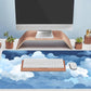 Aesthetic Blue and White Puffy Clouds Desk Mat, XXL Large Kawaii Blue Extended Gaming Mouse Pad with Stitched Edges, Cute Big Laptop Keyboard and Mouse Mat for Women Office Decor Mat 31.5x15.7 in