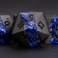 Metal DND Polyhedral Dice,Large Stripe Glitter Metallic Dice Set,Antique Silver Dice 7pcs Set for Role Playing Games(Pearl Gun Purple)