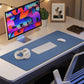 Leather Desk Pad Protector, Mouse Pad, Office Desk Mat, Non-Slip PU Leather Desk Blotter, Laptop Desk Pad, Waterproof Desk Writing Pad for Office and Home (Grey Blue, 31.5" x 15.7")