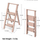 Taranta 3 Step Ladder, Lightweight Aluminum Step Stool with Convenient Handgrip, Folding Ladder with Anti-Slip Pedals, 330lbs Capacity Stepladder for Home, Office, Kitchen - Peach Pink