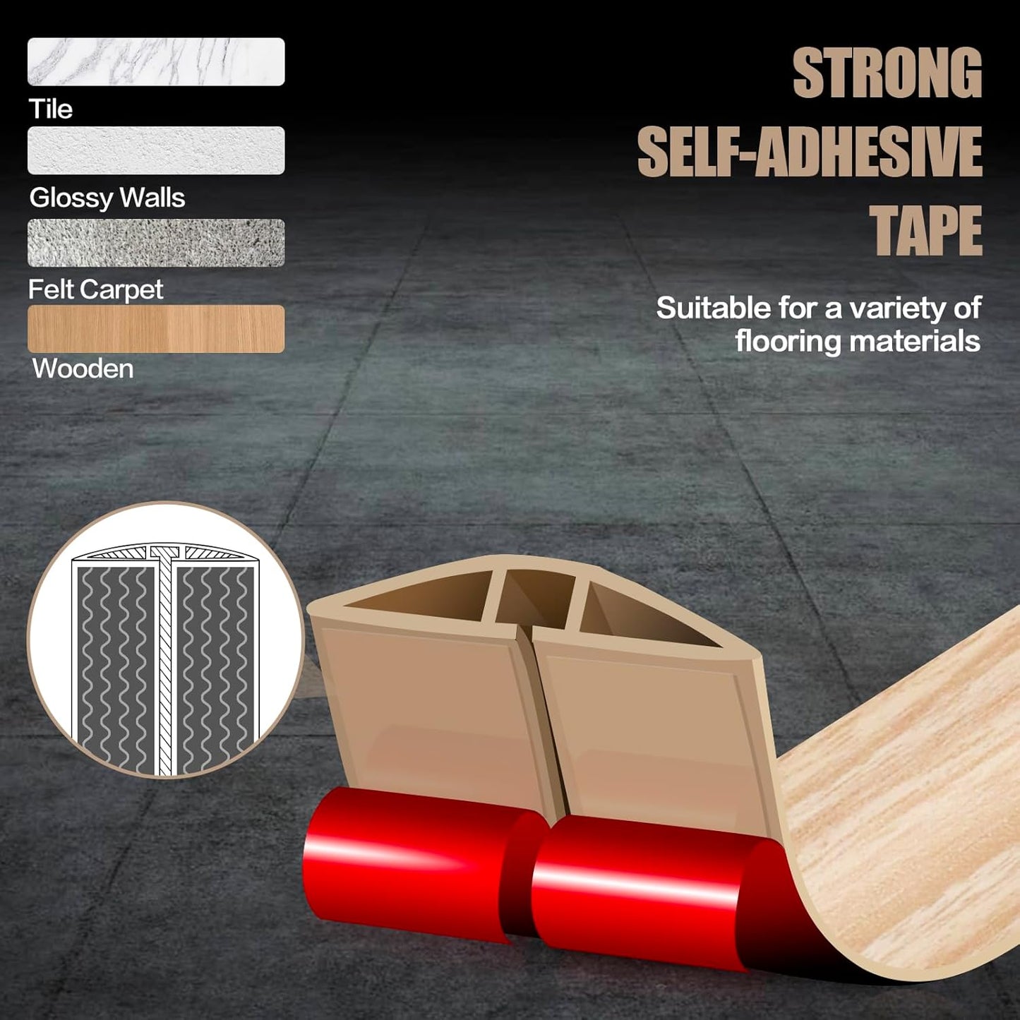 Floor Cord Cover Cavity 0.8"x0.37" Self Adhesive Cord Hider, 3.3FT Low Profile Cable Management, Extension Strip Protector for Wires, Prevent Cable Trips for Offices, Gyms (Wood Light Yellow)