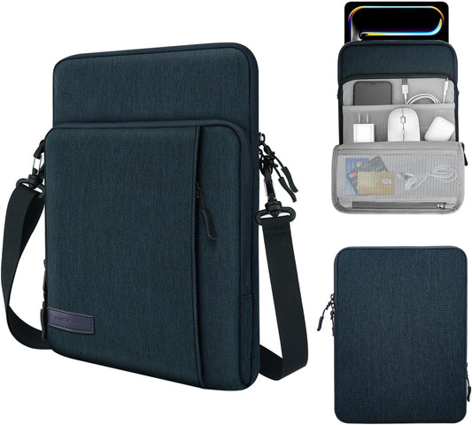 MoKo 12.9 Inch Tablet Sleeve Bag Carrying Case with Pockets Fits 13 Inch New iPad Pro M4 & Air M2 2024, iPad Pro 12.9 M2&M1, Surface Laptop Go 12.4", Galaxy Tab S8+/S9+ 12.4", Indigo