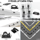 ELII 300PCS Cable Management Kit,4 Cable Sleeve 35 Cable Clips with 11Cord Holders,20 Roll Cable Organizer Straps and 200 Fastening Cable Ties,20 Cable Zip Tie Mounts for Computer TV Under Desk
