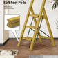 Taranta 3 Step Ladder, Lightweight Aluminum Step Stool with Convenient Handgrip, Folding Ladder with Anti-Slip Pedals, 330lbs Capacity Stepladder for Home, Office, Kitchen - Twilight Yellow