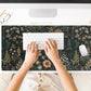Dark Flower Desk Mat Floral Plants Mouse Pad, Aesthetic Wildflowers Large Gaming Mousepad Desk Pad, XXL Keyboard Mouse Mat Full Desktop Mat Women Office Desk Accessories Cover Mat 31.5"x15.75"