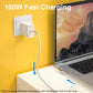Fasgear 100W USB C to Type C 90 Degree Cable 10ft, USB 3.1 Gen 2 10Gbps Data 5A Power Delivery (PD) with Emarker Compatible for Link,VR Headset,PD Docking Station,HHD,MacBook,4K Displays, Grey