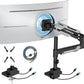 ARES WING Single Monitor Mount with USB, Ultrawide Monitor Arm for 24 to 57 Inch Heavy Duty Curved Screen, Adjustable Gas Spring Monitors Arm Stand up to 66LBS with 75/100/200 Vesa Mount, Black