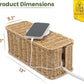 Cable Management Box, Handmade Rattan Cable Organizer, 2 Open Slots Cords Hider Box, Under Desk Cord Organizer for Computer Router USB Hub & Power Strip, Patent Pending, 13" x 5.1" x 5.1", Natural