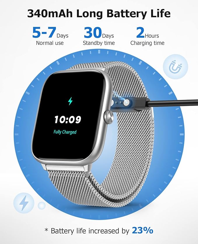 2.06" AMOLED Smart Watch with Blood Pressure, 118 Sports Modes, Fitness Activity Tracker for Men Women, Heart Rate Sleep SpO2 and Stress Monitor, IP68 Waterproof, Ideal Gift, Android iPhone Compatible