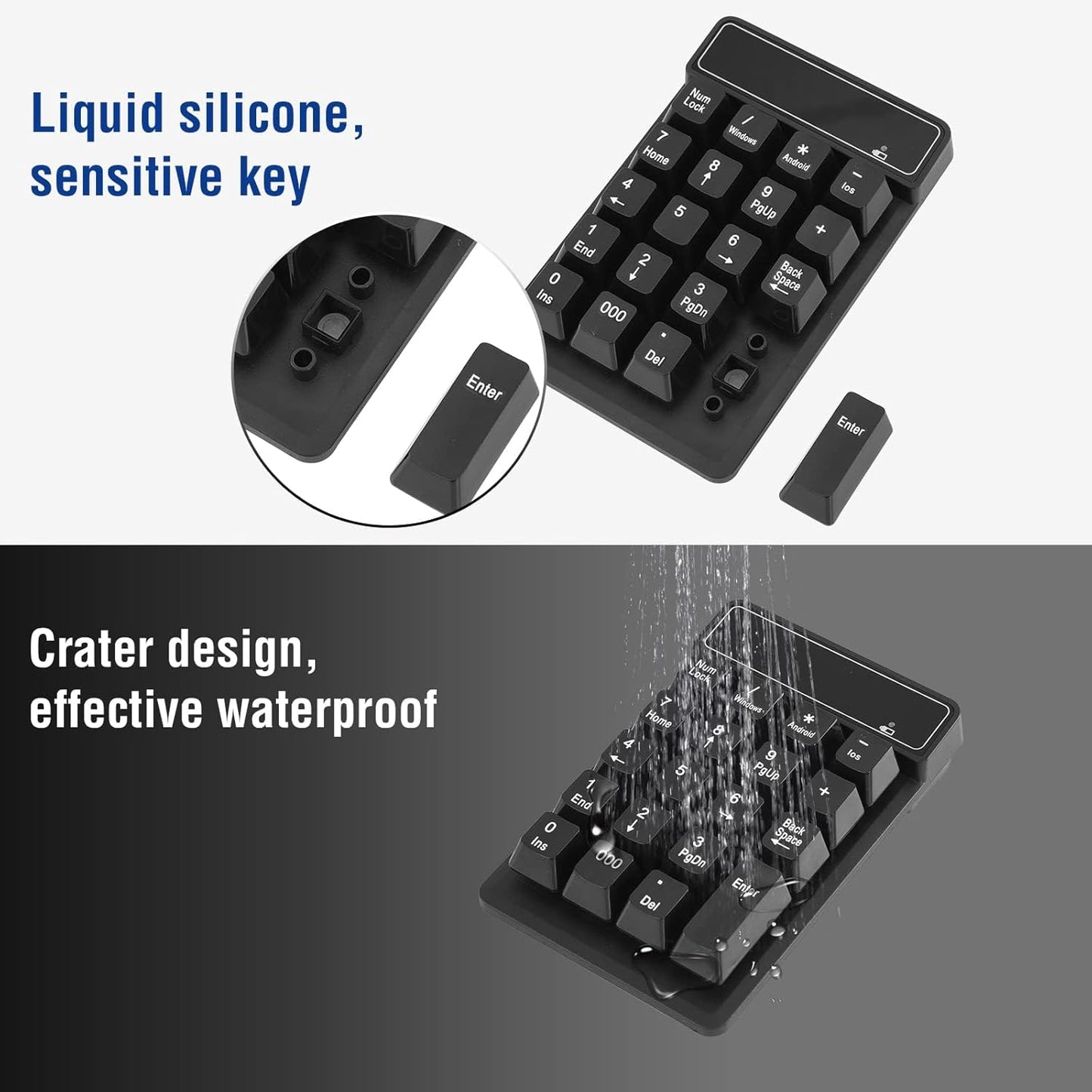 RaceGT Bluetooth Number pad, 19-Keys Wireless Numeric Keypad, Portable Mini Multi-Function Accounting Number Keypad Keyboard Extensions for Laptop/Desktop/Notebook