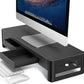 meatanty 2 in 1 Monitor Stand Riser with 2 Storage Drawers and 4 USB Ports, Metal Computer Monitor Stand Supports Transfer Data and Charging, Desk Organizer for PC,Laptop,iMac (21 inches)