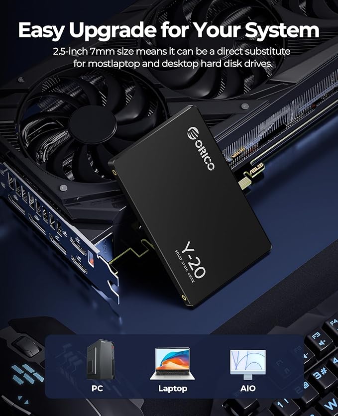 ORICO 4TB SATA SSD 2.5 Inch Internal Solid State Drive, Read Speed up to 500MB/s, SATA III 6Gbps for Desktop Laptop NAS DIY External Drive - Y20